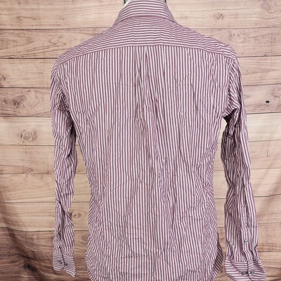 APT. 9 LONG SLEEVE DARK RED STRIPED BUTTON DOWN SHIRT MENS SIZE M MEDIUM - Picture 4 of 7